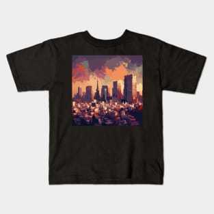 Tokyo Japan cityscape Impressionism Painting Kids T-Shirt